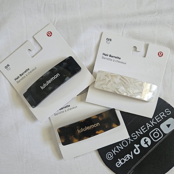 lululemon athletica Accessories - Lululemon Hair Barrette Clip White Brown Blue New LOT OF 3